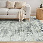 5x7 Washable Area Rug for Living Room Bedroom: Non-Slip Modern Black Gray