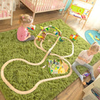 LOCHAS Ultra Soft Indoor Modern Area Rugs Fluffy Living Room Carpets for Children Bedroom Home Decor Nursery Rug 6x9 Feet, Green