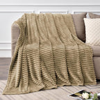 BEDELITE Fleece Blanket Twin Size – 3D Ribbed Jacquard Soft and Warm Decorative Fuzzy Blankets – Cozy, Fluffy, Plush Lightweight Throw Blankets for Couch, Bed, Sofa(Brown, 60x80 inches)