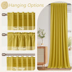 Guken Celery Yellow 100% Blackout Linen Curtains 102 Inch Length 2 Panels Set for Living Room Bedroom Back Tab Rod Pocket Thermal Insulated Black Out Drapes Room Darkening,52x102