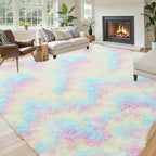 8x10 Area Rugs for Bedroom Living Room Fluffy, Large Area Rug Shag Shaggy Carpet Soft Plush Furry Bedside Rug, Machine Washable Area Rugs for Kids Girls Boys Home Decor(8 x 10, Rainbow)