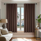 Deconovo Blackout Curtains, Thermal Insulated, W52 x L54 2 Panels, Back Tab, Machine Washable, Room-Darkening Drapes for Bedroom/Living Room Chocolate