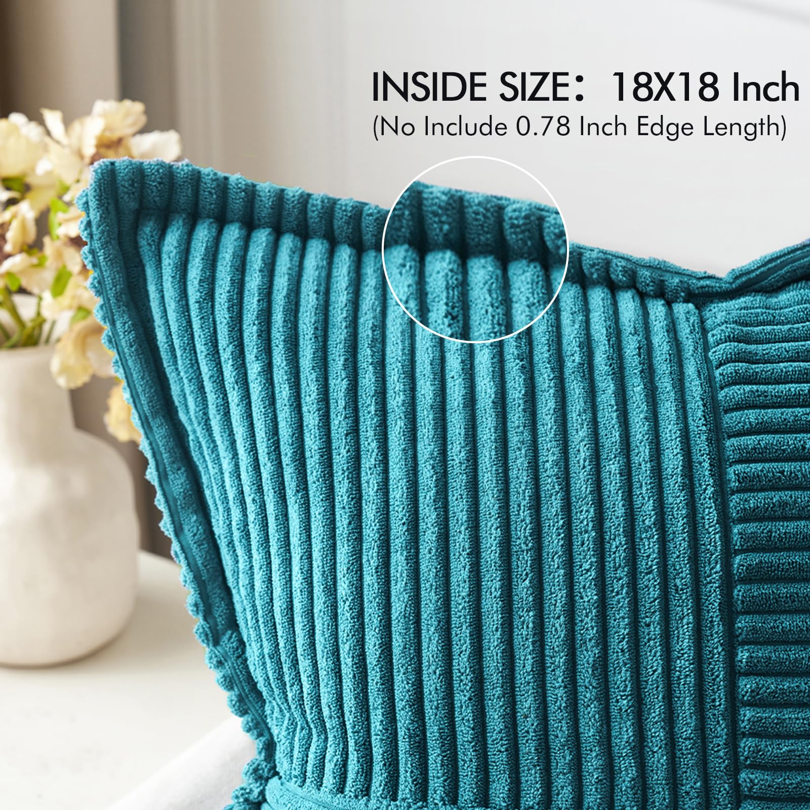 MIULEE Decorative Throw Pillow Covers for Couch 18x18 Inch Teal Blue 2 Pack