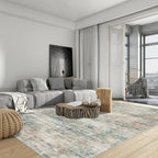 9x12 Area Rugs for Living Room: Washable Abstract Multi Color Carpet