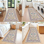HEBE Washable Hallway Runner Rug 2'x 6' Non Slip Kitchen Rugs Runner,Low Pile Entryway Rug Laundry Room Mat Floral Carpet Runners for Hallways, Kitchen,Bathroom,Laundry,Bedside Rug