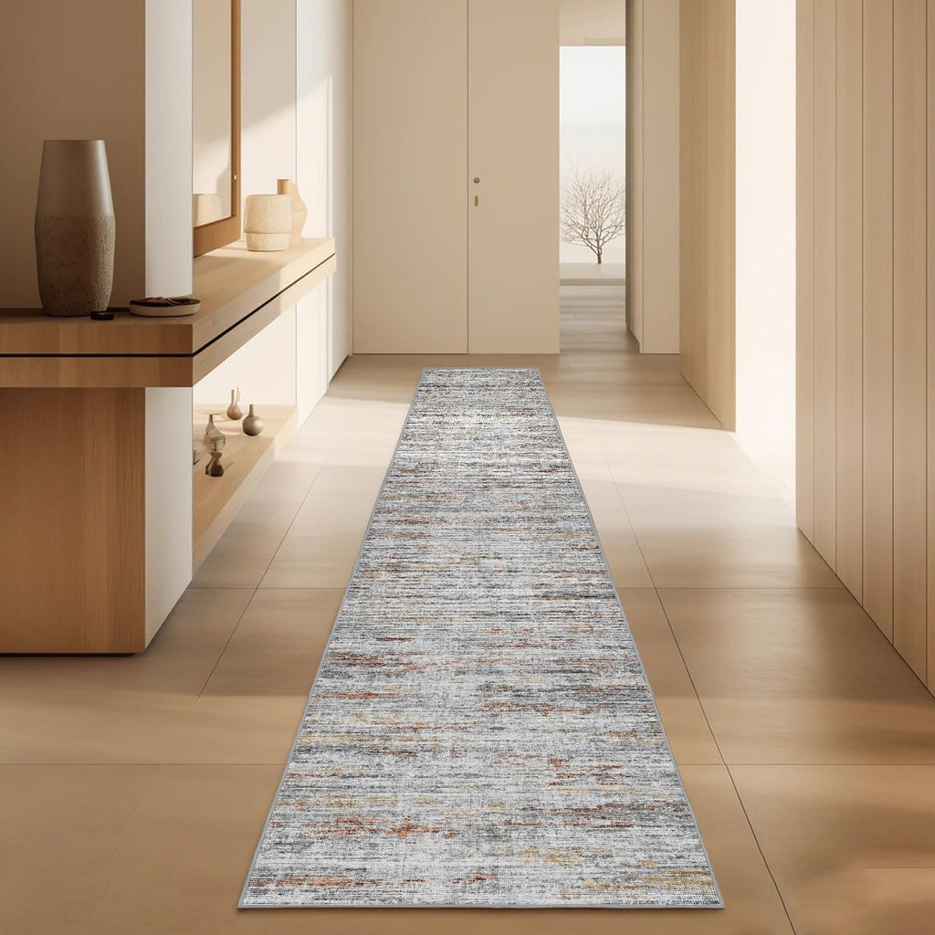 Washable Runner Rugs 3x10 Abstract Kitchen Runner Rug Non Slip Backing, Ultra-Thin Carpet Runners for Hallway 10 ft,Long Rug Runner for Entryway Living Room Bedroom Laundry Room