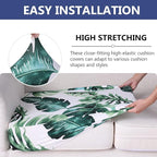 hyha Printed Couch Cushion Covers, Floral Sofa Covers Washable for Cushion Couch, Stretch Pattern Outdoor Cushion Covers for Patio Furniture with Elastic Bottom(Small, Monstera Deliciosa)