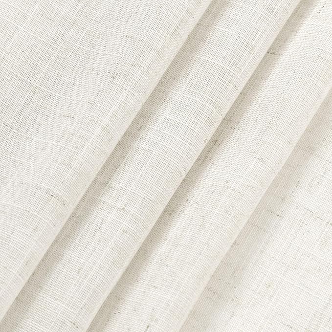 Cream Linen Curtains 61 Inch Length for Living Room 2 Panels Set Neutral Modern Farmhouse Window Curtain Semi Sheer Light Filtering Privacy Back Tab Rod Pocket Drapes for Bedroom Natural Ivory 52x61