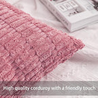 Aegero Pack of 2 Corduroy Decorative Throw Pillow Covers 16x16 Inch, Pink