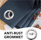 H.VERSAILTEX Blackout Curtains Durable Thick Textured 100% Blackout Patio Door Curtain Anti Rust Grommet Extra Wide Sliding Door Curtain Panel, W100 x L96 inch - Navy