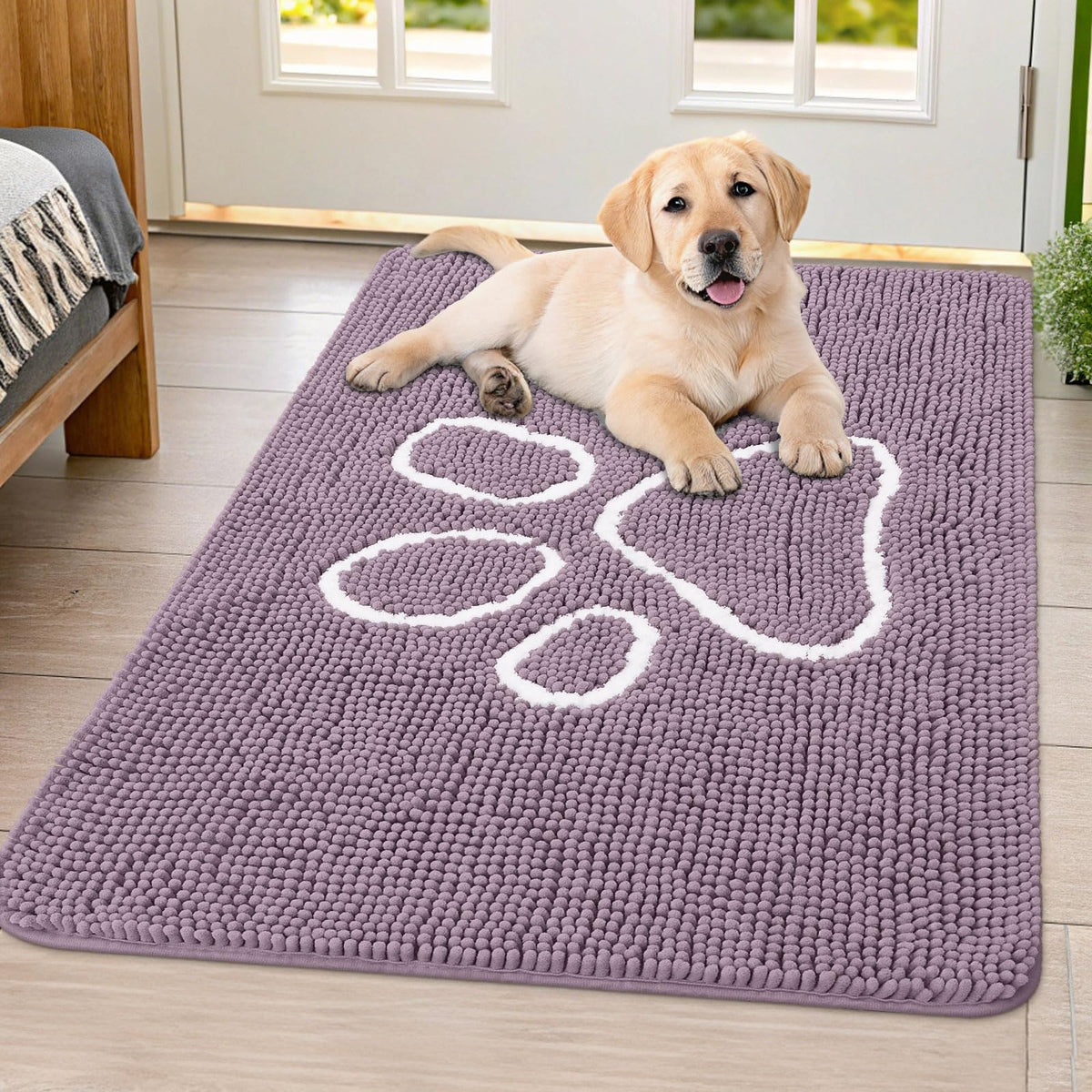 Smiry Dog Door Mat for Muddy Paws, Absorbent Non Slip Dirt Trapper, 40x32