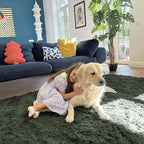OLANLY 2x8 Machine Washable Runner Rugs for Hallway, Soft Fluffy Shaggy Bedside Rugs for Bedroom, Living Room, Indoor Floor Carpet for Kids Girls and Boys, Home Decor Aesthetic, Olive Green