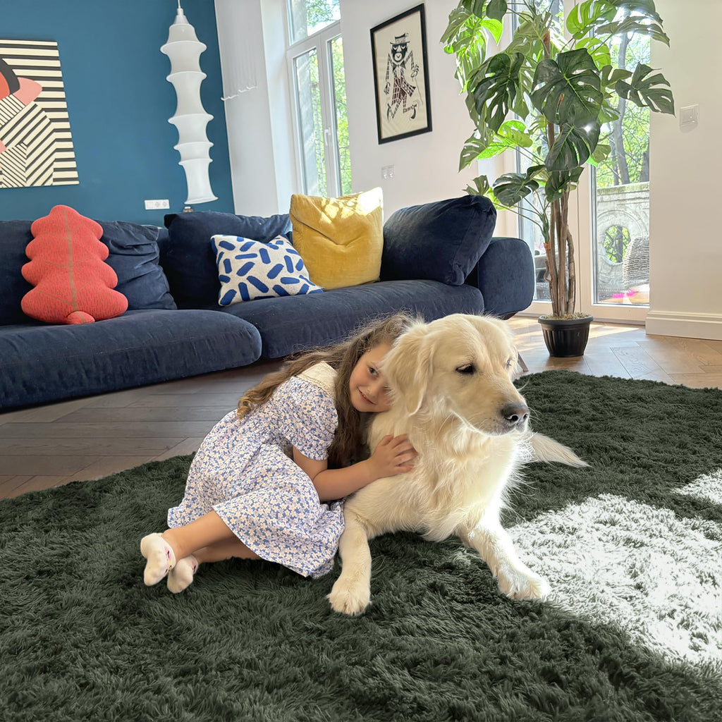OLANLY 2x4 Machine Washable Runner Rugs for Hallway, Soft Fluffy Shaggy Bedside Rugs for Bedroom, Living Room, Indoor Floor Carpet for Kids Girls and Boys, Home Decor Aesthetic, Olive Green