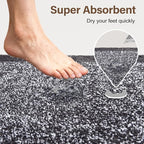 48x24 Long Bathroom Rugs Washable Non Slip, Dark Grey Bath Mat for Bathroom Floor Tub, Soft Absorbent Quick Dry Mats for Shower, Bathtub,Home Decor