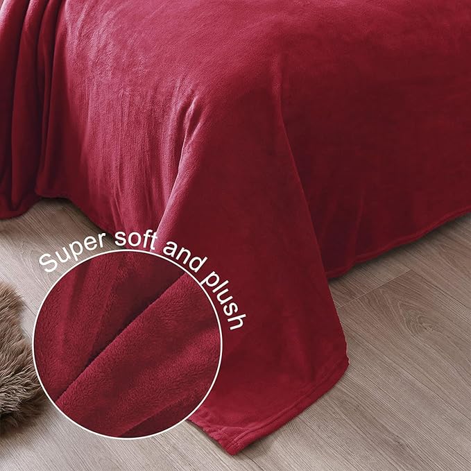 Exclusivo Mezcla Soft Fleece Blanket Twin Size for Bed, Deep Red