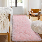 ONASAR Pink Runner Rugs for Bedroom Living Room, 2x6 Bedside Hallway Fluffy Area Rug, Ultra Soft Plush Furry Faux Fur Non Slip Floor Carpet for Nursery Kids Dorm Closet Home Decor Aesthetic