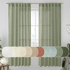LAMIT Sage Green 72 inch Linen Curtains for Living Room 2 Panels, Linen Textured Light Filtering Semi Sheer Back Tab and Rod Pocket Window Curtain Panels for Bedroom/Farmhouse, 52 x 72 Inch