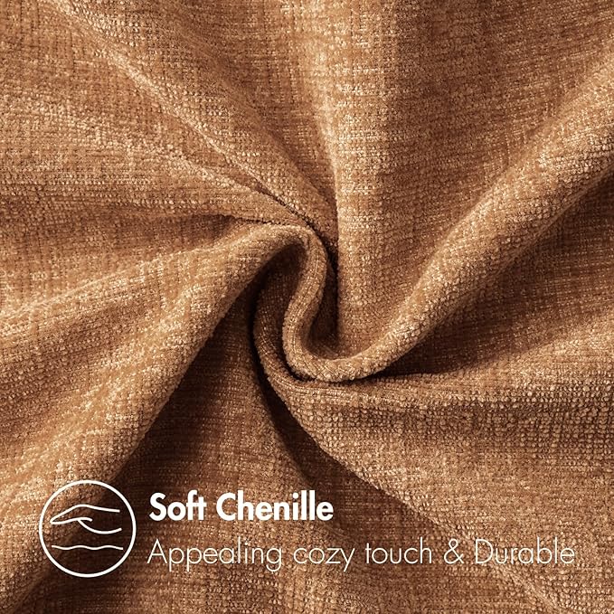 MIULEE Pack of 2 Brown Throw Pillow Covers 20x20 Inch Soft Chenille Pillow Covers for Sofa Living Room Couch Solid Dyed Cases