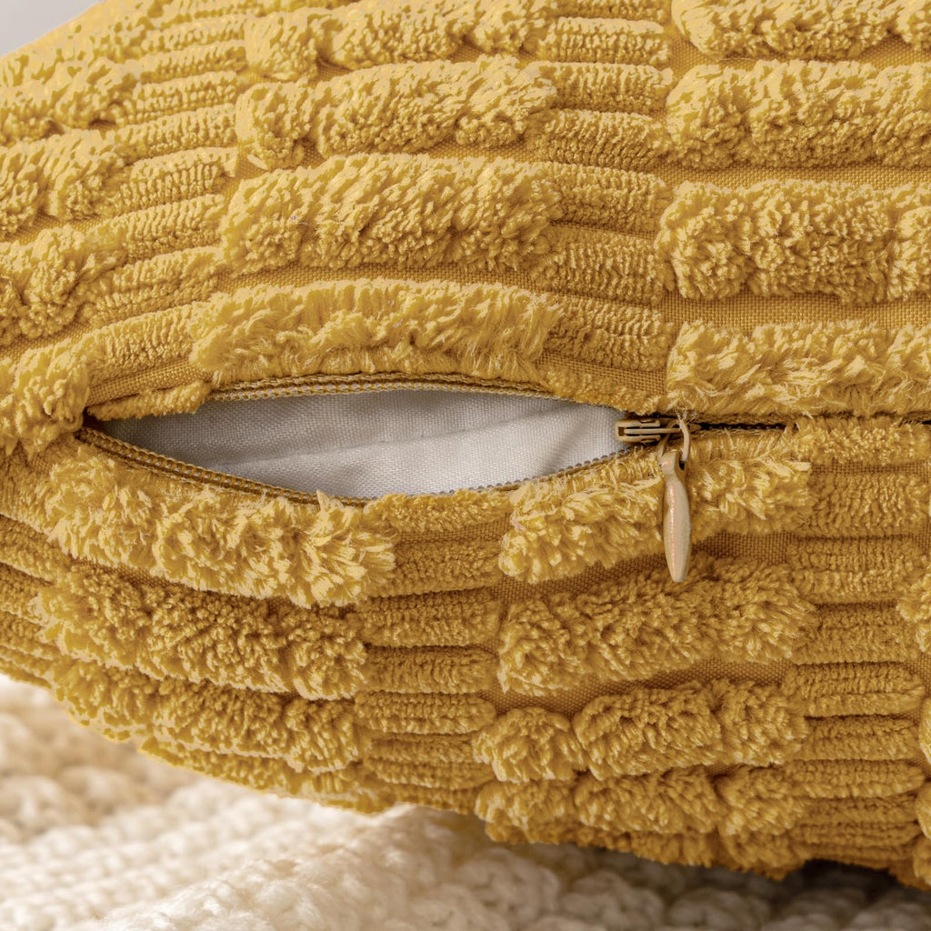 MIULEE Corduroy Decorative Throw Pillow Covers 20x20 Yellow Pack of 2