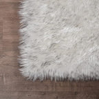 Latepis Large Circle Area Rugs for Living Room Round Rug 8ft Fluffy Bedroom White with Grey Tips Shaggy Rug Washable Shag Faux Fur Fuzzy Rug for Living Room