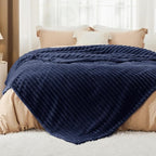 Bedsure GentleSoft Navy Blue Fleece Blanket for Couch - Cozy Soft Blankets for Women, Cute Small Throws for Girls, Navy, 90x90 Inches