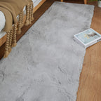 ORINOVA Grey Fluffy Faux Rabbit Washable Furry Fur Area Rugs for Bedroom Large Fuzzy Rug for Living Room Nursery Runner Rugs for Hallway 2x8 Rectangle Rug