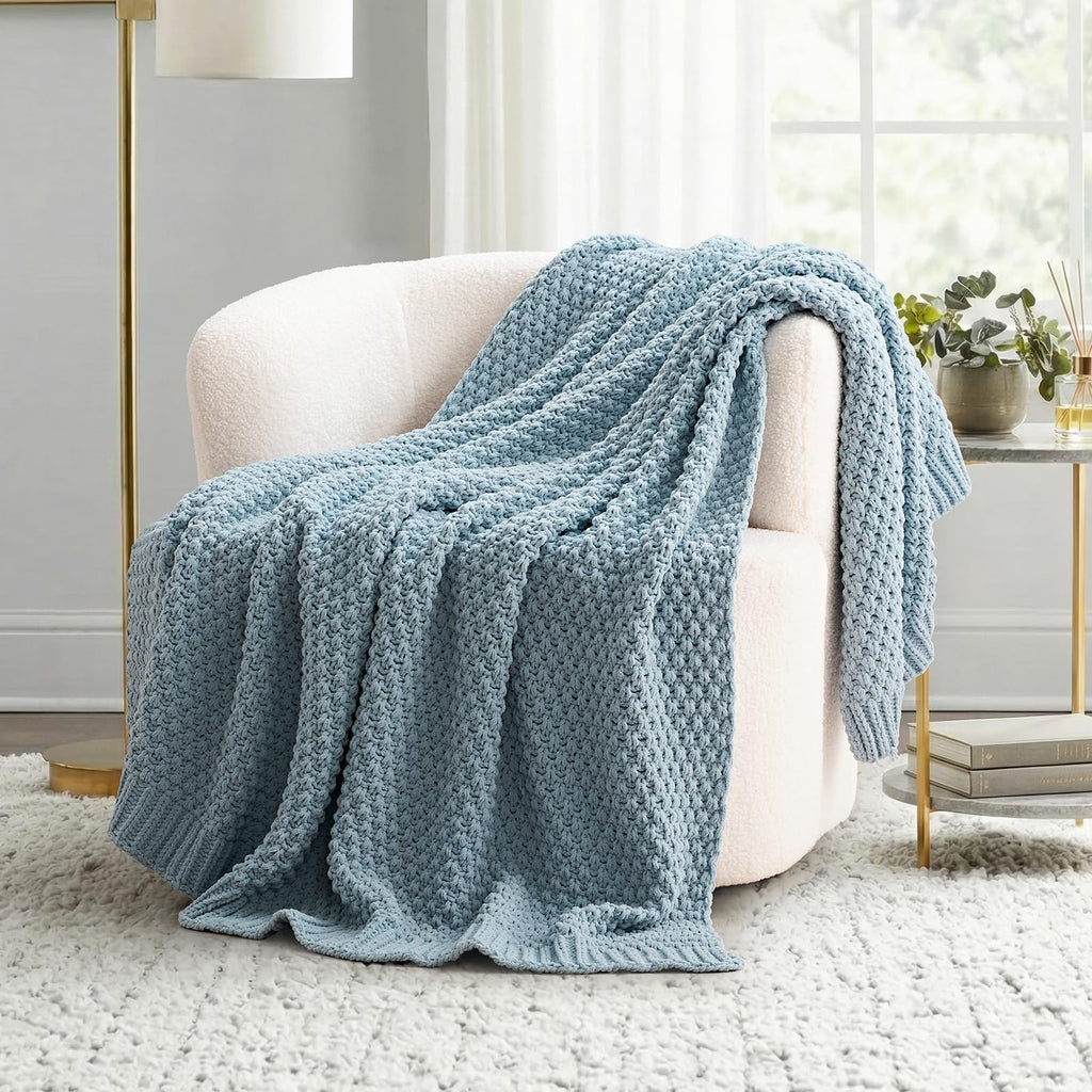 EVERGRACEHOME Chunky Chenille Knit Throw Blanket, 60 x 80, Terracotta Clay
