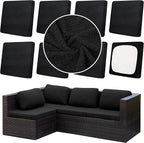 8Pcs Outdoor Cushion Covers, Patio Cushion Covers,Stretch Elastic Slipcovers, Replacement Washable & Reusable Furniture Protector for Patio Couch,Thick Jacquard Textured Twill Fabric(Black,Cover Only)