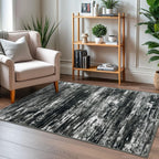 KOZYFLY Modern Abstract 3x5 Large Entryway Rug Non-Slip Washable Area Rug, Black Grey Throw Rugs Indoor Mat for High-Traffic Door Entrance, Kitchen, Laundry, Nursery, Bedroom, Living Room