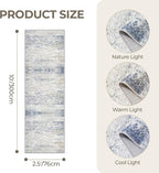 Kitchen Runner Rugs Non Skid Washable - 2.5 x 10 Runner Rug with Anti Slip Backing, Ultra-Thin Soft Rug Runner for Hallway, Bedroom, Living Room (2.5'x10', Blue/Brown/Ivory)