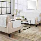 Great Bay Home Reversible Loveseat Cover - Washable Slipcover Furniture Protector with Elastic Straps - Perfect for Kids & Pets - Quilted & Stitched Detail (White/Sand)