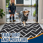 OLANLY Front Door Mat, Non-Slip Rubber Backing, Dirt Resistant and Absorbent, Washable, Easy to Clean Low-Profile Indoor Doormat for Back Door, Entryway, Inside Entrance, 48x32, Deep Black