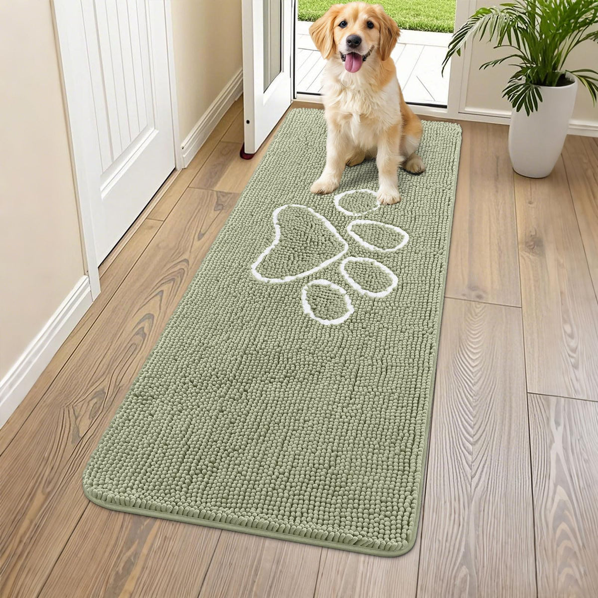 Smiry Dog Door Mat for Muddy Paws, Absorbent Non Slip Dirt Trapper, 59x24
