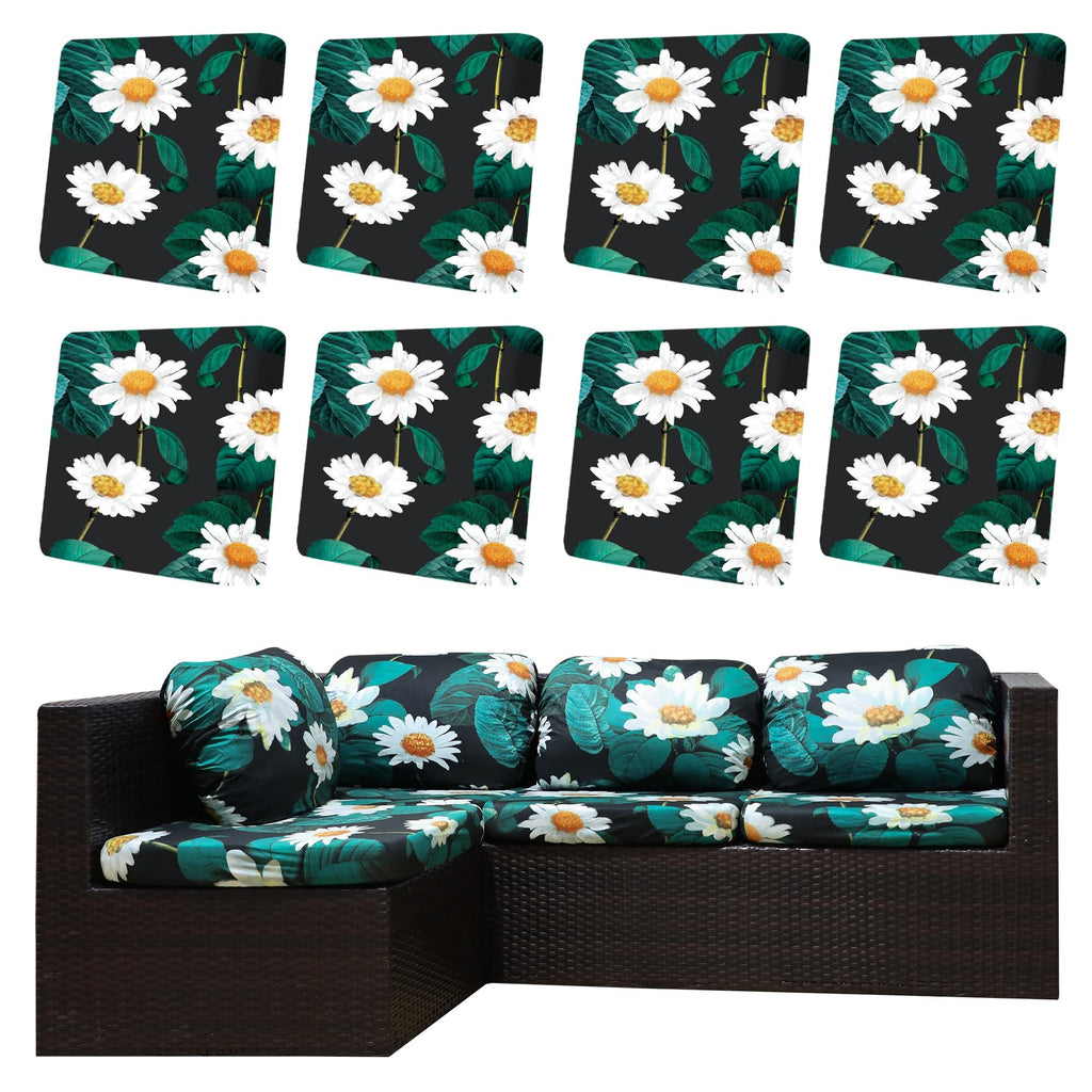 DREAHOTEXTIL 8Pcs Outdoor Cushion Covers, Elastic Patio Cushion Covers
