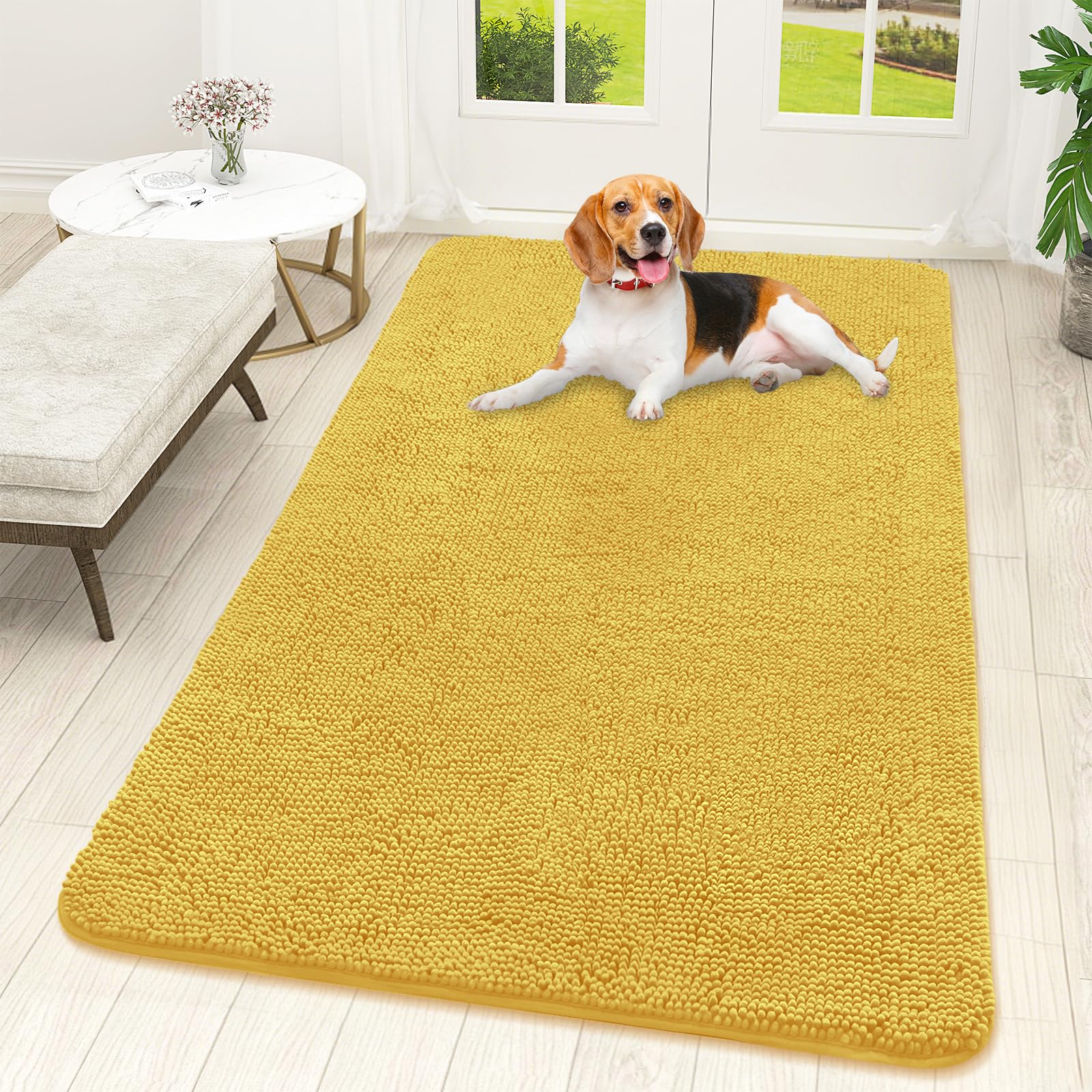 OLANLY Dog Door Mat for Muddy Paws 59x32, Super Absorbent Chenille Mud Mat
