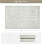 Washable Rugs 6x9 Area Rugs for Living Room,Bedroom,Large Carpets,Ultra Soft Faux Wool Retro Dining Room Rug,Non Slip&Non-Shedding Low Pile Vintage Rugs for Home Office,Concrete Grey