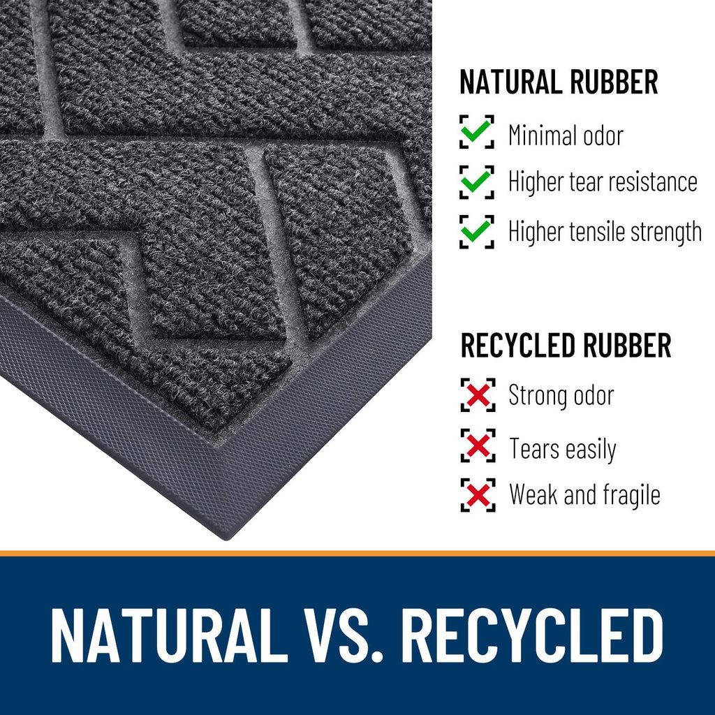 OLANLY Front Door Mat Outside 47x23, All-Season Absorbent Rubber Doormat