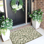 Front Door Mat Outside Entrance - 2x3 Boho Non-Slip Washable Spring Doormat Indoor Outdoor Entrance Sage Olive Green Leaf Rug Small Throw Rugs for Entryway Bedroom Kitchen Front Porch Decor