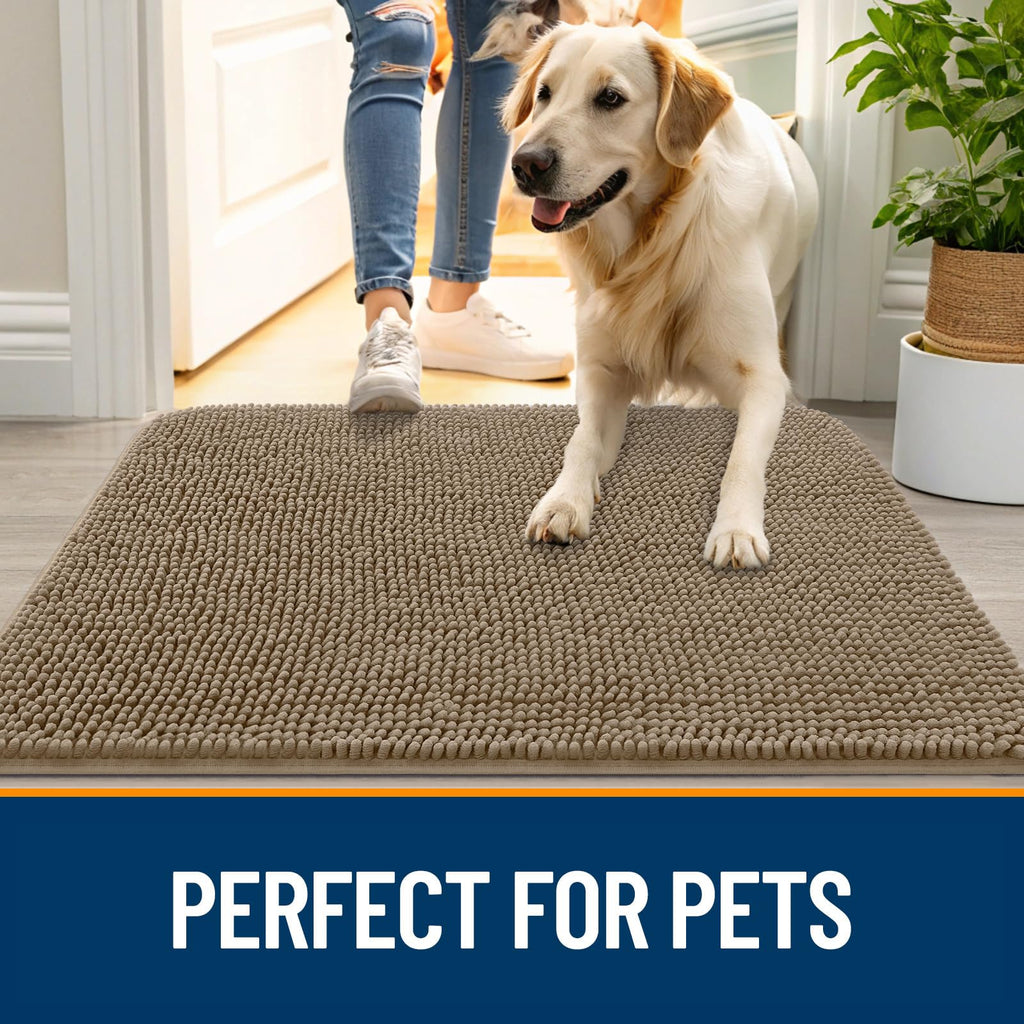 OLANLY Dog Door Mat for Muddy Paws 59x24, Super Absorbent Chenille Mud Mat