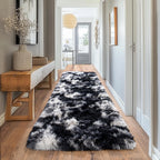 Pionblank Fluffy Runner Rugs for Bedroom 2x6, Black White
