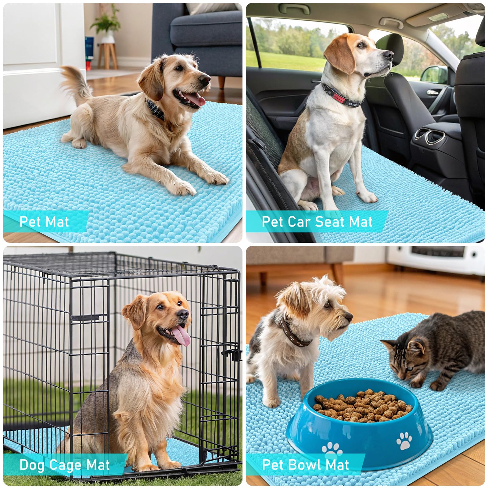 OLANLY Dog Door Mat for Muddy Paws 59x32, Super Absorbent Chenille Mud Mat