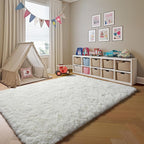 ONASAR Cream White Area Rugs for Bedroom Living Room, Fluffy 4x6 Indoor Bedside Floor Throw Rug, Soft Plush Shaggy Carpet for Nursery Kids Girls Boys Teen Dorm Home Office Decor Aesthetic