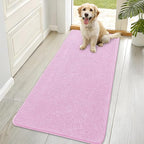 OLANLY Dog Door Mat for Muddy Paws 70x35, Absorbs Moisture and Dirt, Absorbent Non-Slip Washable Doormat, Quick Dry Chenille Mud Mat for Dogs, Entry Indoor Entryway Carpet for Inside Floor, Pink