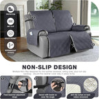 TAOCOCO 100% Waterproof Oversized Loveseat Recliner Cover, Non Slip Split Recliner Couch Covers for 2 Cushion Couch with Elastic Straps for Pets Kids(Oversized 2 Seater, Dark Grey)