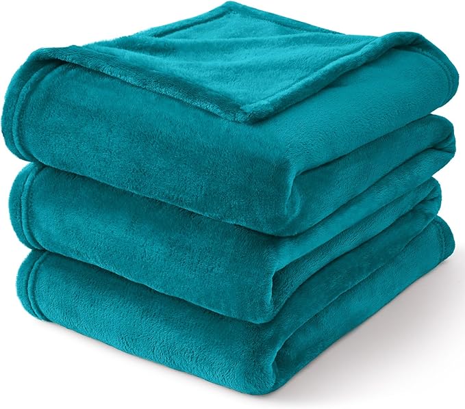 BEDELITE Fleece Blanket Soft Plush Throw for Couch Teal Blue 50"x60"