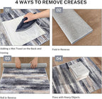 Lansny Modern Abstract Runner Rug 2.6x10, Grey Black Multi Washable Long Kitchen Runner Non-Slip Soft Hallway Rug Runner Thin Print Faux Wool Carpet for Entryway Bedroom Laundry Room Indoor Home Decor