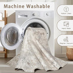 Beige Grey Washable Rugs 6x9 Area Rugs for Living Room,Bedroom,Dining Room
