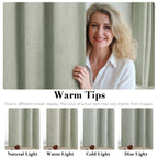 H.VERSAILTEX Linen Blackout Curtains 63 Inches Long 100% Absolutely Blackout Thermal Insulated Textured Linen Look Curtain Draperies Anti-Rust Grommet, Energy Saving with White Liner, 2 Panels, Sage