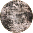 IOHOUZE Round Area Rug 5 Ft Circle Entryway Rugs Round Washable Door Mat Indoor Entrance, Non Slip Circle Front Door Rug, Printed Abstract Faux Wool Floor Carpet for Foyer Porch Sink, Brown/Rust