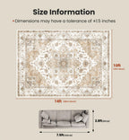 AMADA HOMEFURNISHING 10x14 Washable Area Rug, Low-Profile Large Area Rug with Non-Slip Backing & Durable Edge Binding, Vintage Large Rugs for Living Room, Bedroom & Dinning Room